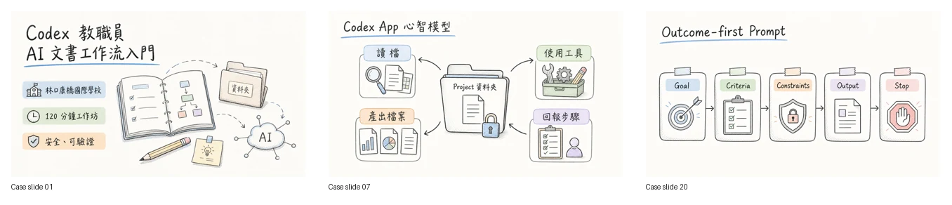 Codex PPT Skill 實測產出的手繪技術解釋風投影片範例